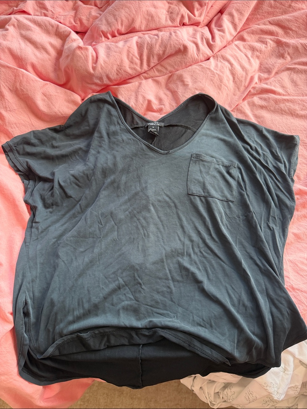 Rue21 Charcoal Scoop Neck Pocket Tee